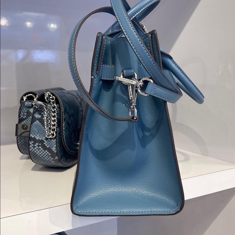 MICHAEL KORS Hamilton Md Leather and Snake Embossed Stripe Satchel
Cornflower - Picture 5 of 16